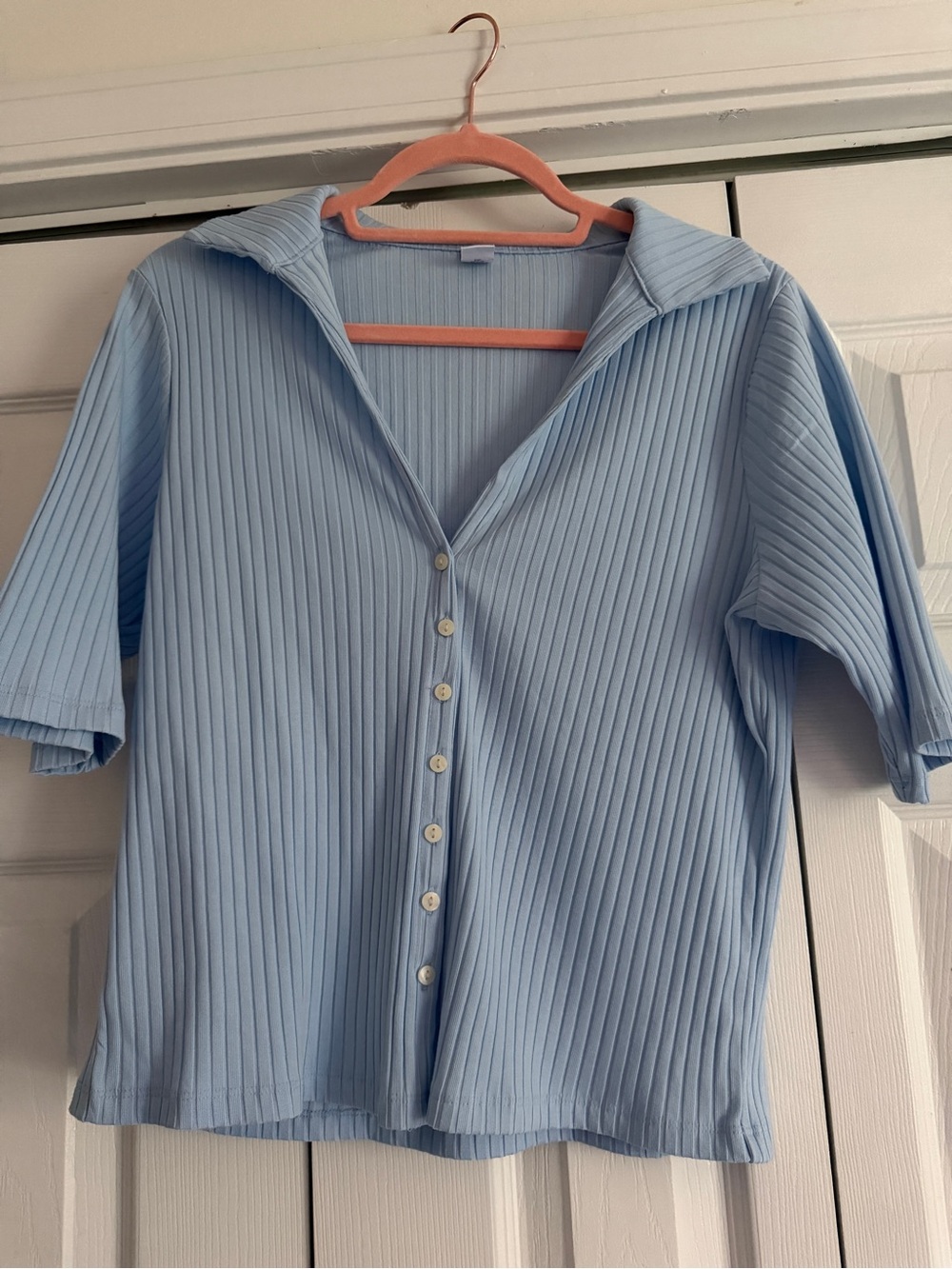 Old Navy Light Blue Ribbed Button-Front Shirt